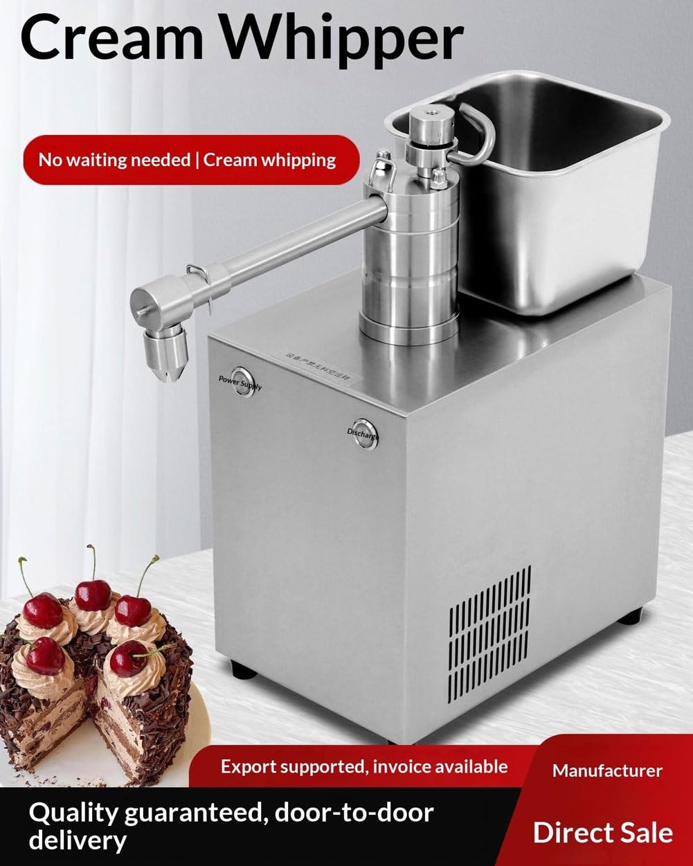 Macchina for impastare Crema for Torte Commerciale da 400 W, Macchina for Montare Panna Completamente Automatica con 10 Marce Regolabili, Macchina for mescolare Crema in Acciaio Inossidabile for Pane