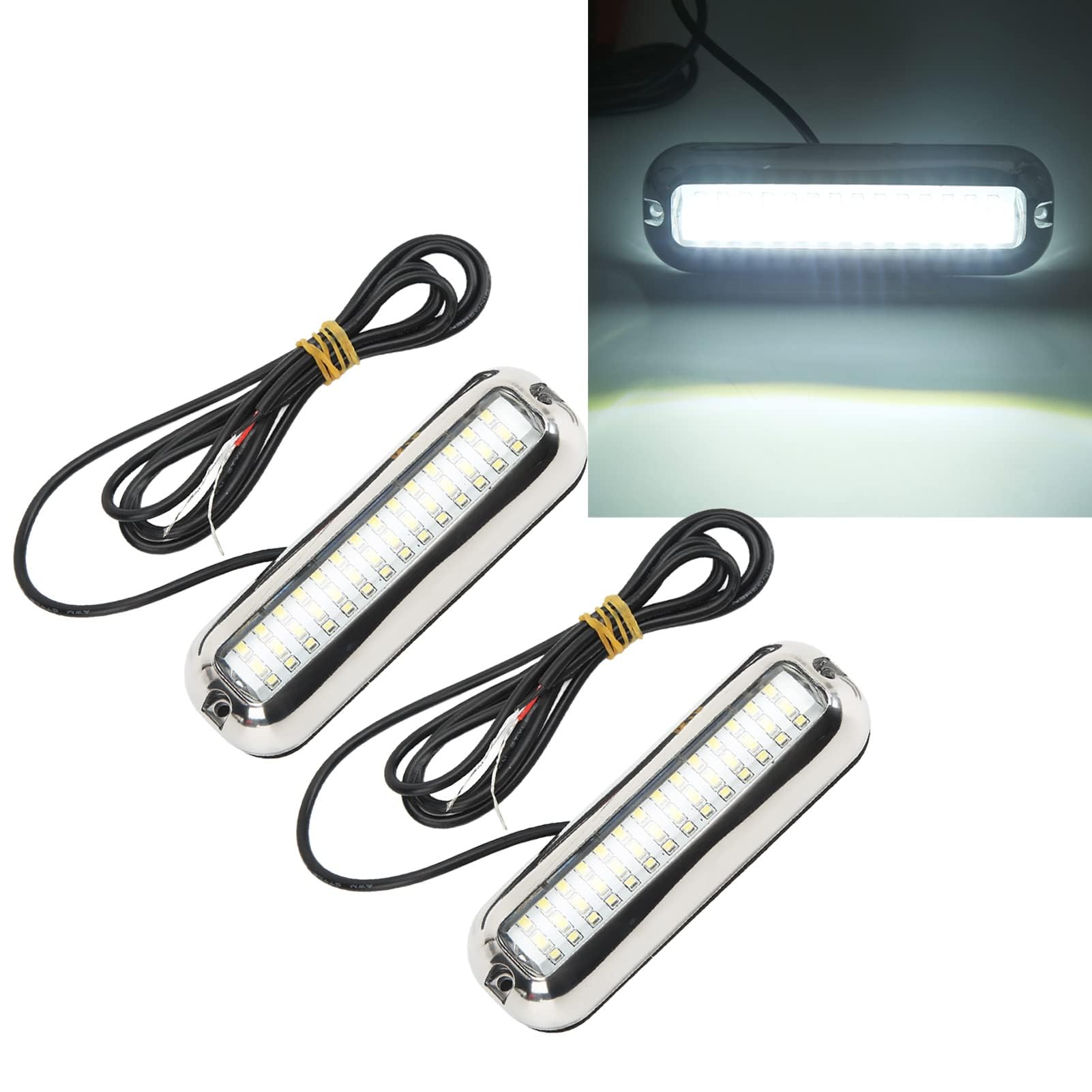 Ejoyous Luci a LED marine, luci a LED impermeabili per barche, 42 LED, luce subacquea, illuminazione subacquea per imbarcazioni, luci per barche marine per yacht, luce bianca