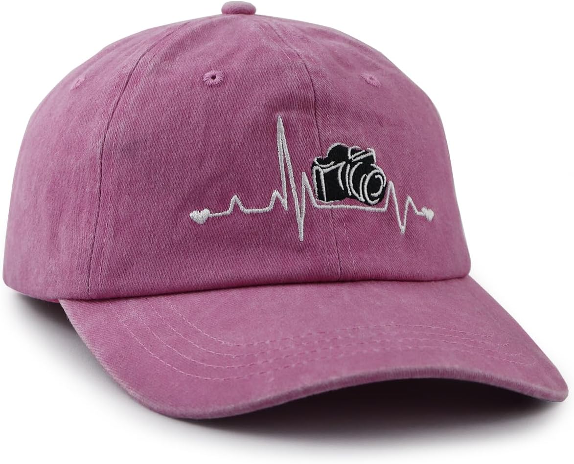 Photographer Gifts for Women Men, Camera Hat, Photography Baseball Cap, Mothers Fathers Day Christmas Birthday Gifts for Dad Mom Papa Mama Wife Aunt Pink - Image 3