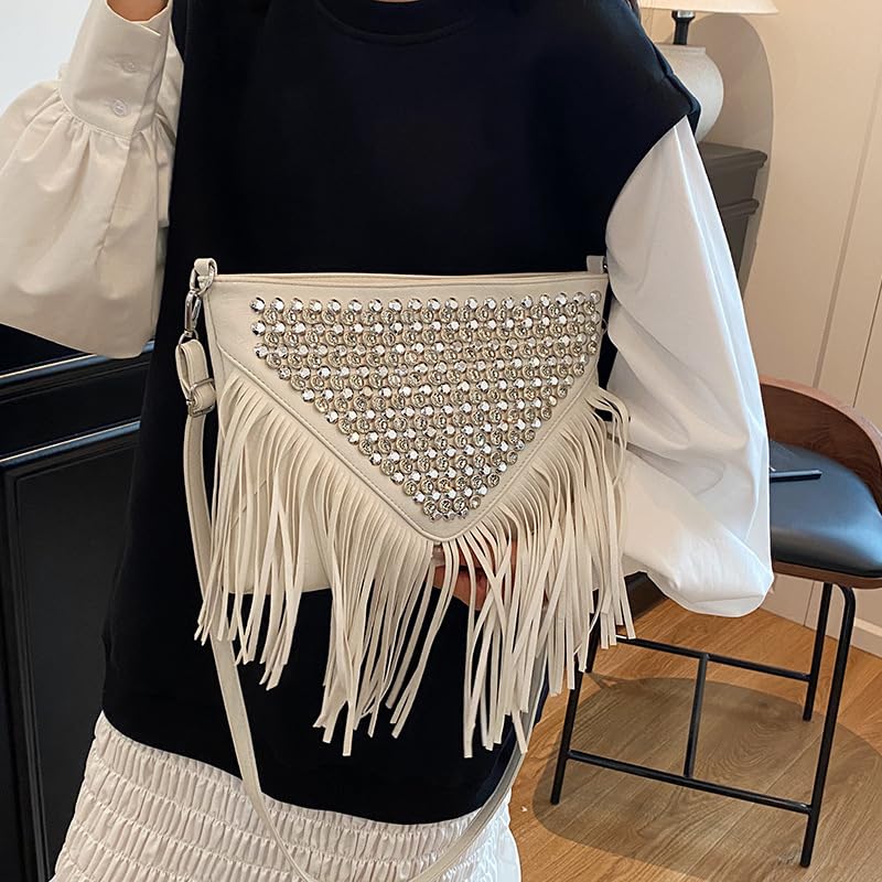 Fashion Tassel Crossbody Bag(Envelope Design) – Stylish Studded Shoulder Purse Y2k Streetwear Boho Chic Sling Bag2
