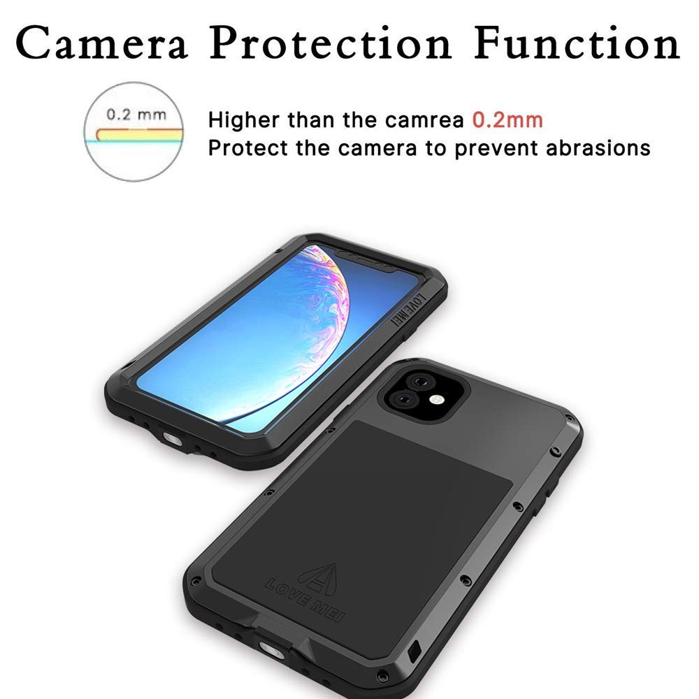 Custodia Impermeable In Metallo Alluminio Per IPhone 11 Pro Max - Antiurto Con Vetro Temperato (Rosso) - 3