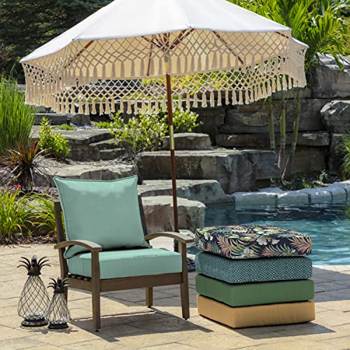 Image of Arden Outdoor Deep Seat Cushion Set (4-Pack), 22 in x 24 in, Weather-Proof, Rain-Proof, Fade Resistant Patio Cushion for Chair, Sofa, and Couch Aqua Leala
