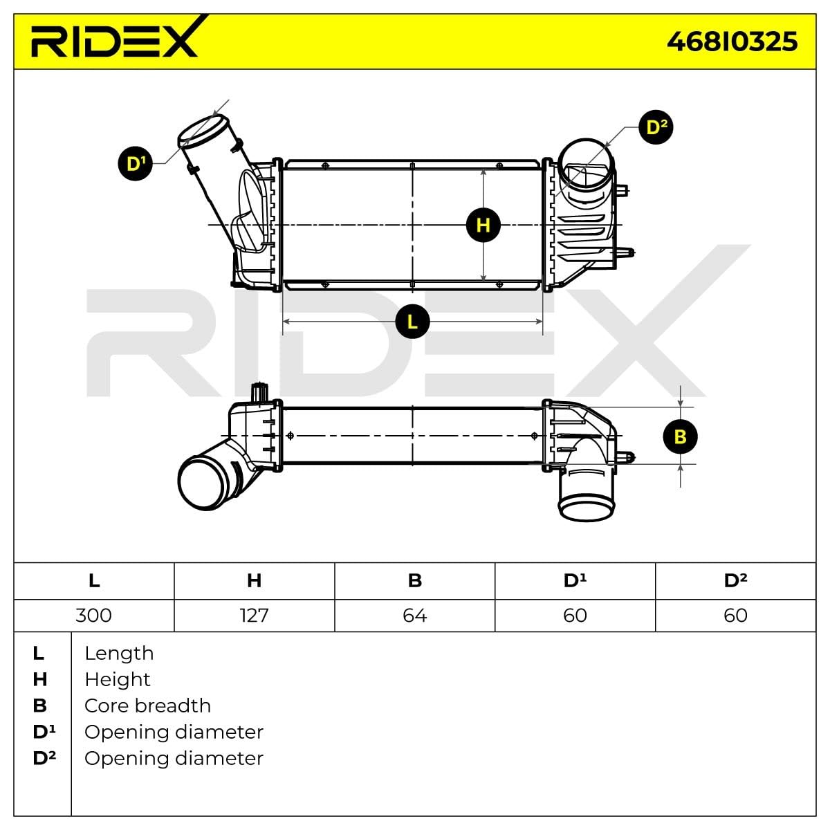 RIDEX 468I0325 Intercooler senza valvola EGR (ricircolo gas scarico) Compatibilità con PEUGEOT 307 3A/C