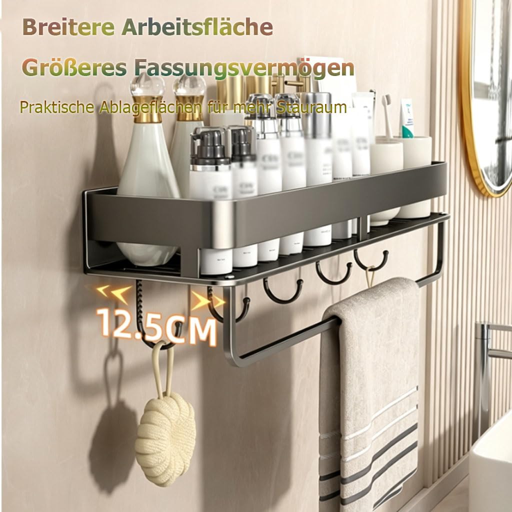 Estante de Ducha sin perforar para Pared del baño, toallero con Gancho, Estante de Ducha de Metal para Gel de Ducha, cosméticos, Accesorios de baño,C,50cm