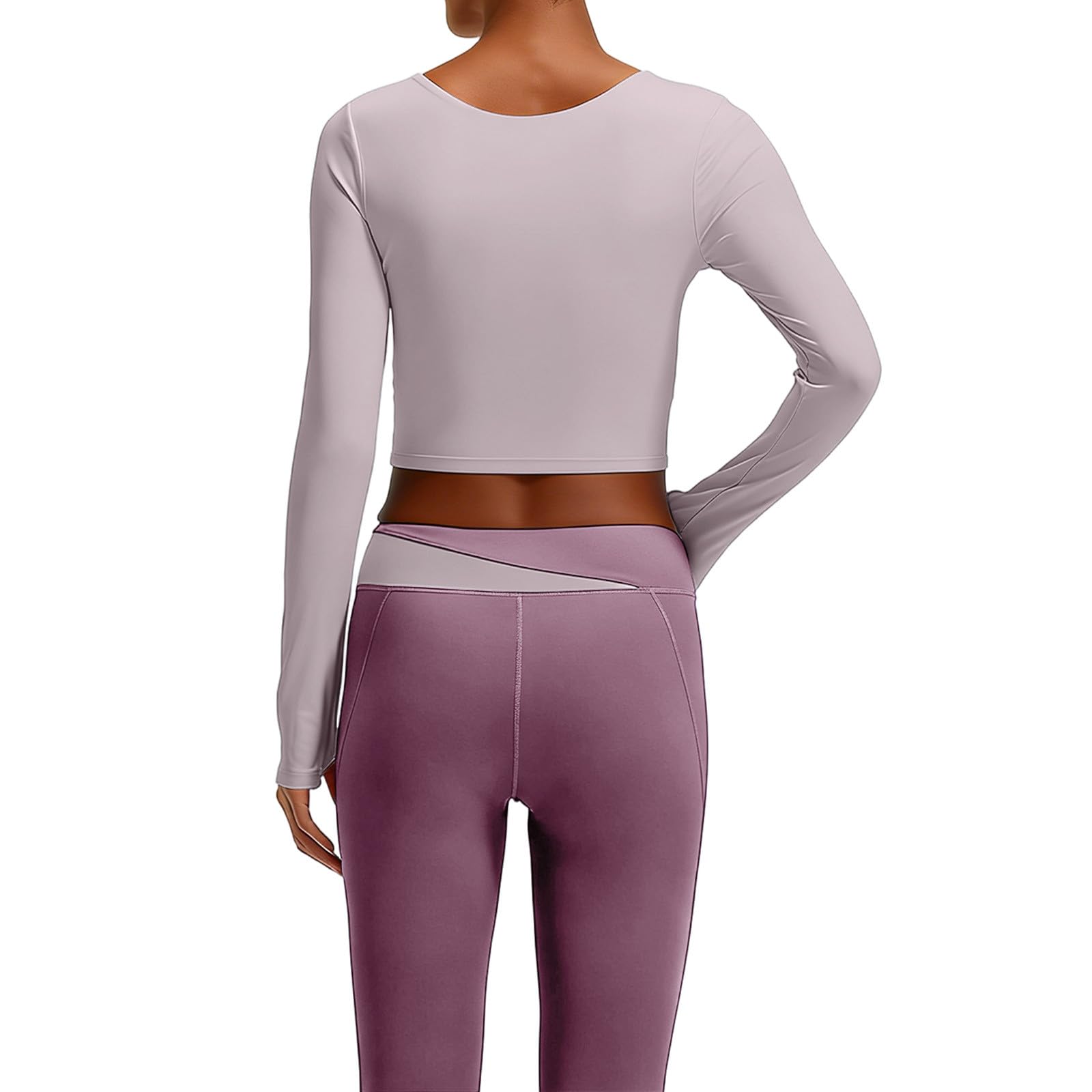 T-shirt de sport à manches longues pour femme avec trou pour le pouce - Coupe ajustée - Extensible - Pull de compression - Vêtements de sport pour la gym, le yoga, l'exercice, la course à pied