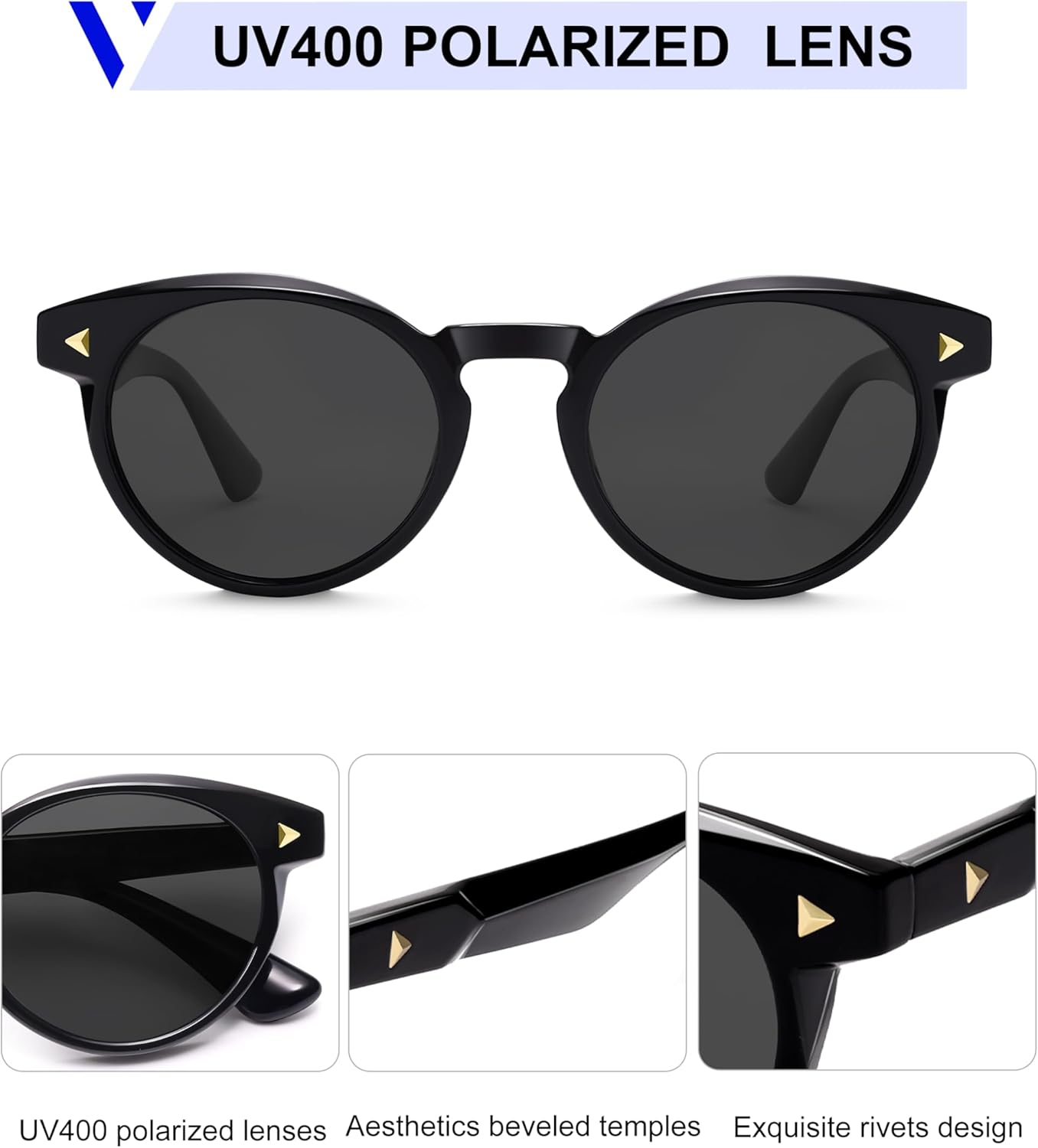 VANLINKER Retro Round Polarized Sunglasses for Men Women Classic Vintage Circle Shades VL9875 - Image 4