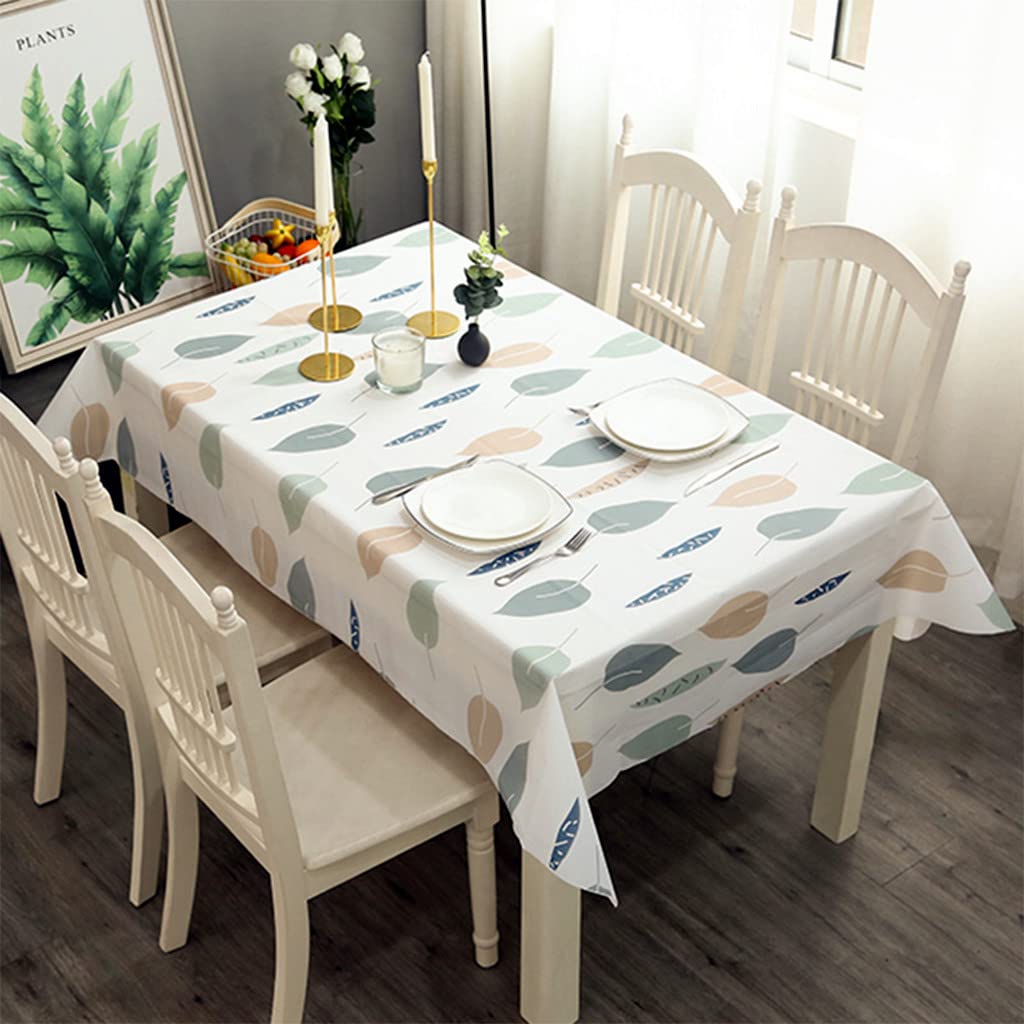 137*180cm PVC Table Cloth Party Wipeable Tablecloths Rectangular,Leaves Tablecloths Wipe Clean Tablecloth,Stain Resistant,Waterproof,Oil-proof,Square Table Cover for Outdoor Picnic,Dinner,Kitchen