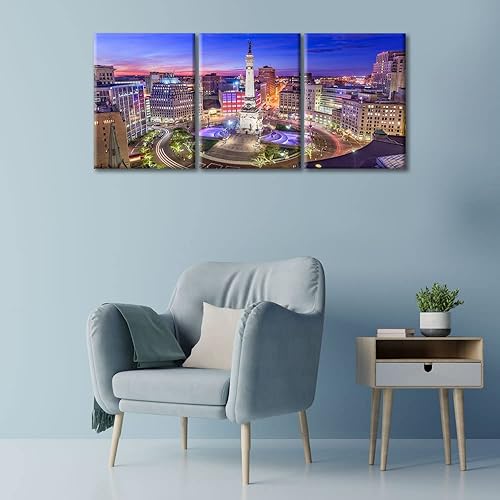 Miniatura 2 de Imagen decorativa de paisaje urbano de Indianapolis Indiana  Cuadrado circular de horizonte de Estados Unidos sobre monumento de la ciudad impresión