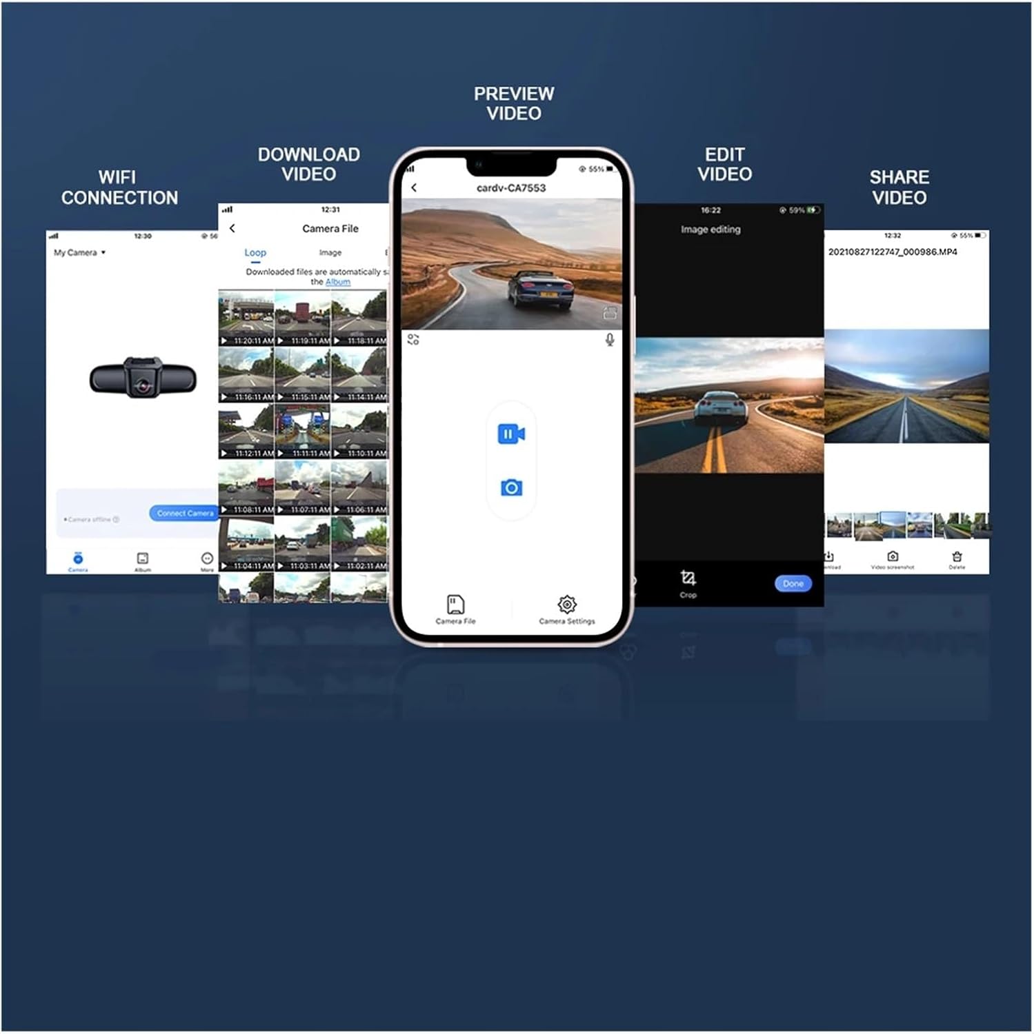 FITCAMX App Interface for WiFi Connection and Video Management