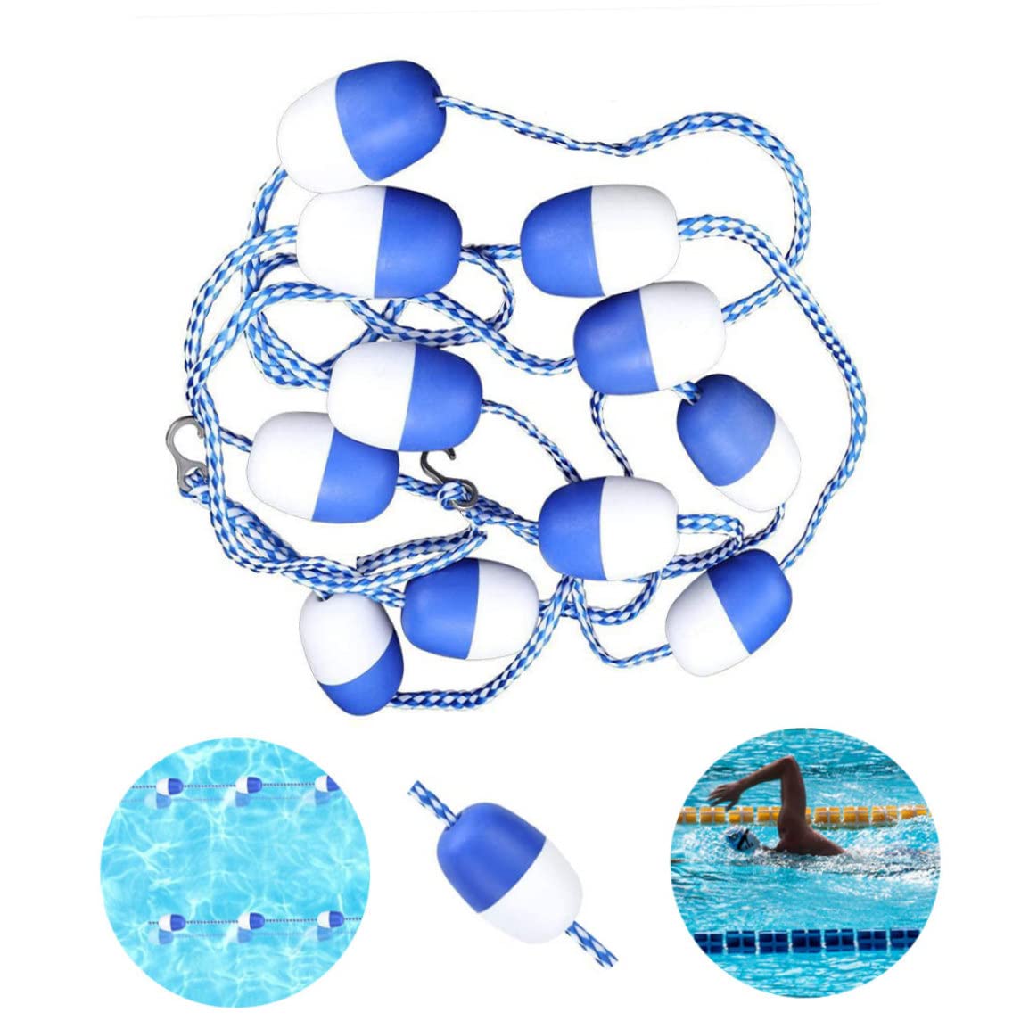 Corde de séparation de sécurité pour Piscine, 6m, Crochets Ligne Voie à Boule Flottante, Accessoire pour Voies navigables