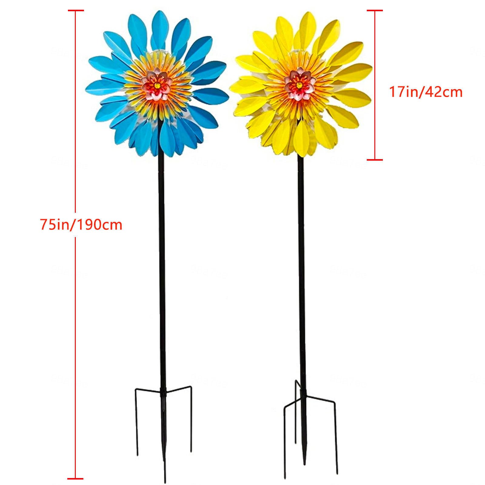 Girandola Yard Art, Acchiappavento Da Cantiere 190x42cm,Sfera Di Vetro Ad Energia Solare Con Cinetica Girandole A Vento Solare,Yellow