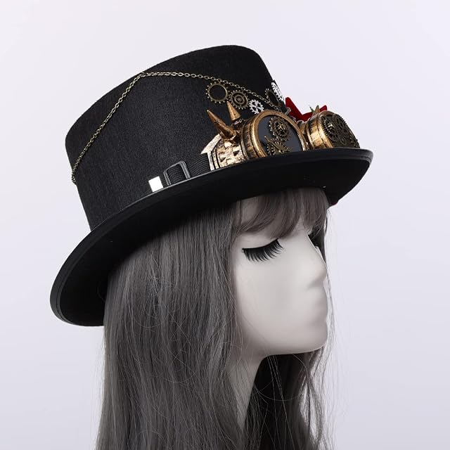 Foto 5 de 6 de BLESSUME Sombrero Steampunk Gótico Chistera con Gafas Unisex (Colore D, M)
