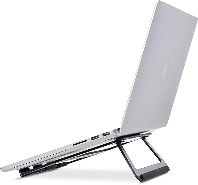 Amazon Basics Aluminium Foldable Laptop Stand for Laptops up to 38 cm (15"), Black