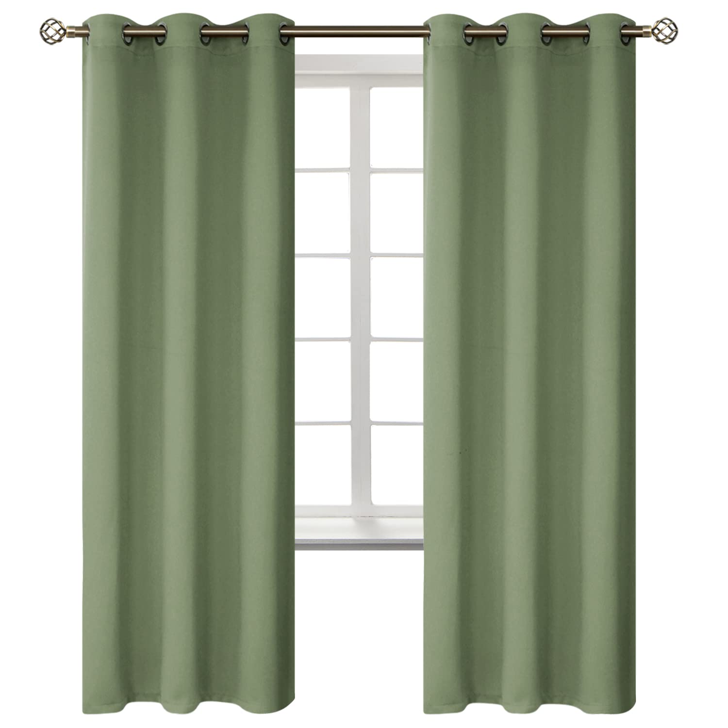 BGment Grass Green Blackout Curtains for Bedroom 72 Inch Long - 2 Panels
