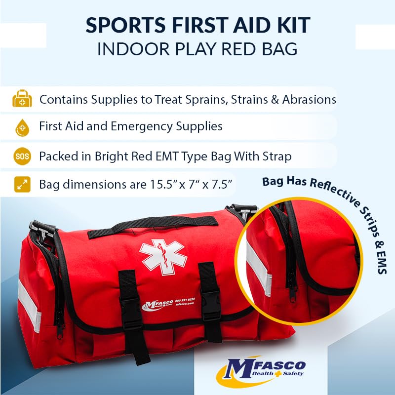 Image of MFASCO Indoor Sports First Aid Kit - Complete Emergency Medical Supplies for Indoor Sports and Recreation - Athlete Health, Injury Response Equipment for Coaches, Players, and Teams