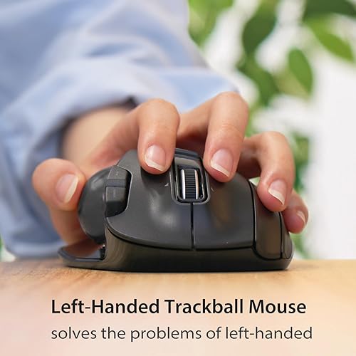 Miniatura 2 de ELECOM EX-G Ratón de Trackball para zurdos, inalámbrico USB de 2.4 GHz, ergonómico, control de pulgar, bola de rodillo de seguimiento, 6 botones