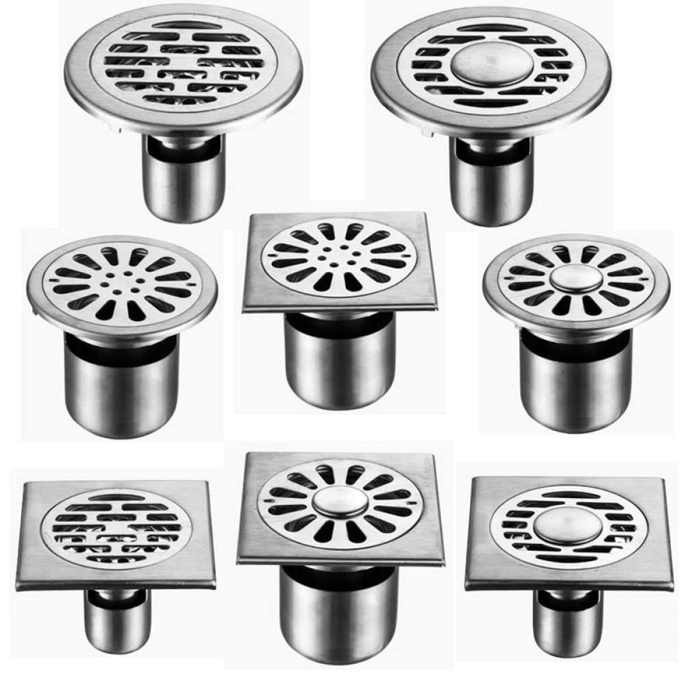 VVW&LIU Acero Inoxidable Redondo/Cuadrado Alcantarillado de ba?o Anti-obstrucci¨®n Drenaje de Piso Lavadora de Doble Uso Sello de Agua Profunda Anti-Olor, F, Un Solo Uso