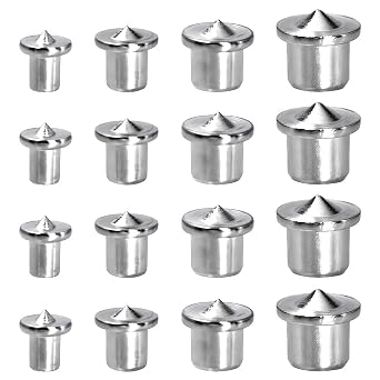 16Pcs Dowel Pin Centers Drilling Hole Tool Set Steel 1/4 5/16 3/8 1/2 Inch Doweling Centering Pins Transfer Plugs Drill Hole Tool for Woodworking