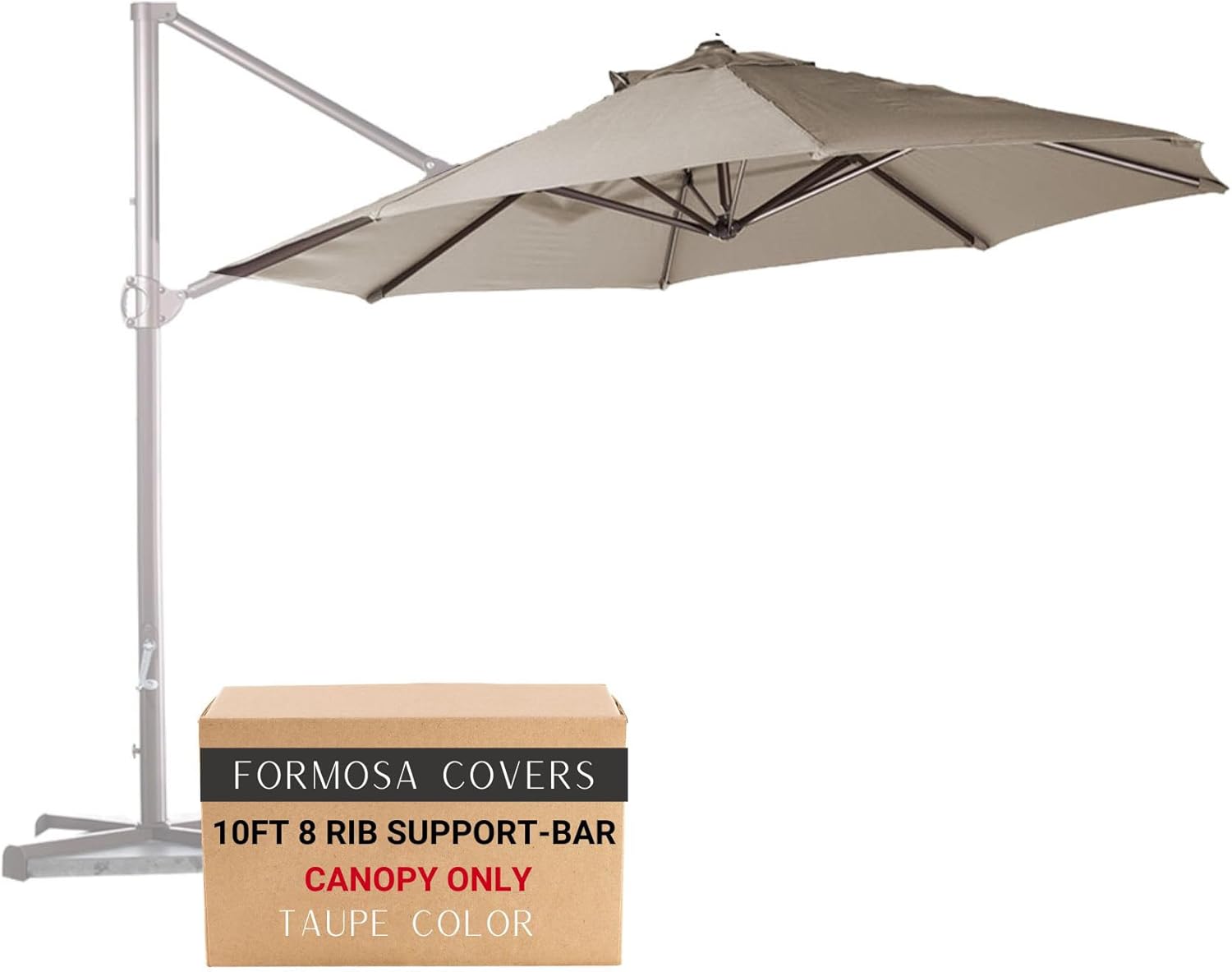 Formosa Covers Cantilever Umbrella Replacement Canopy TOP ONLY for 10 Foot 8 Rib Outdoor Patio Garden Offset Umbrella Fabric Round Octagonal Top, Easy to Install Shade, Rib Length 58" to 60"