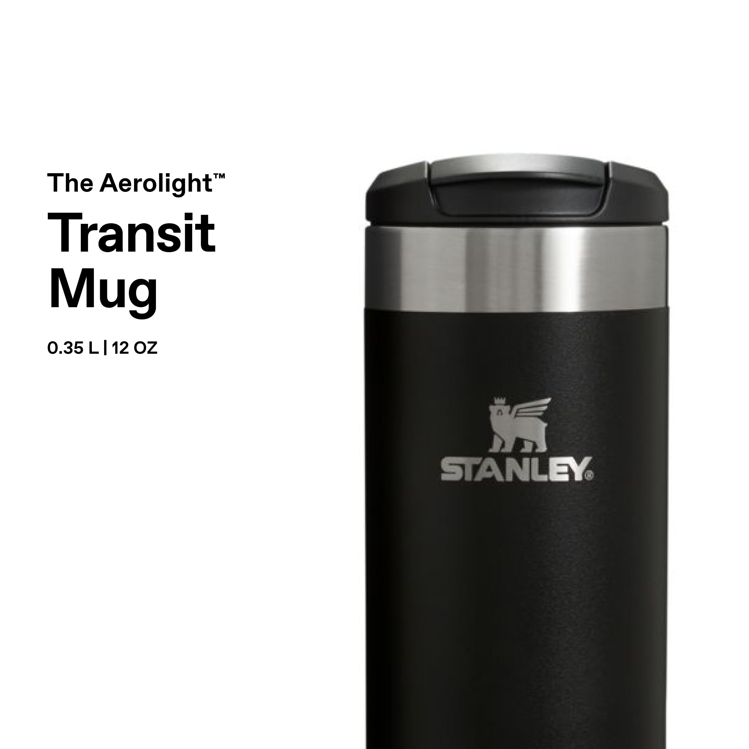 Stanley 1913 Aerolight Transit Kubek Podróżny 0.47L- Utrzymuje ciepło przez 6 godzin - utrzymuje zimno przez 8 godzin - Można myć w zmywarce - Szczelny - Fog metallic