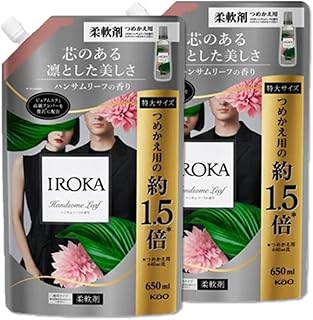 【2個セット】IROKA イロカ ハンサムリーフの香り 650ml x 2袋セット 柔軟剤 詰め替え用 大サイズ おまけ付