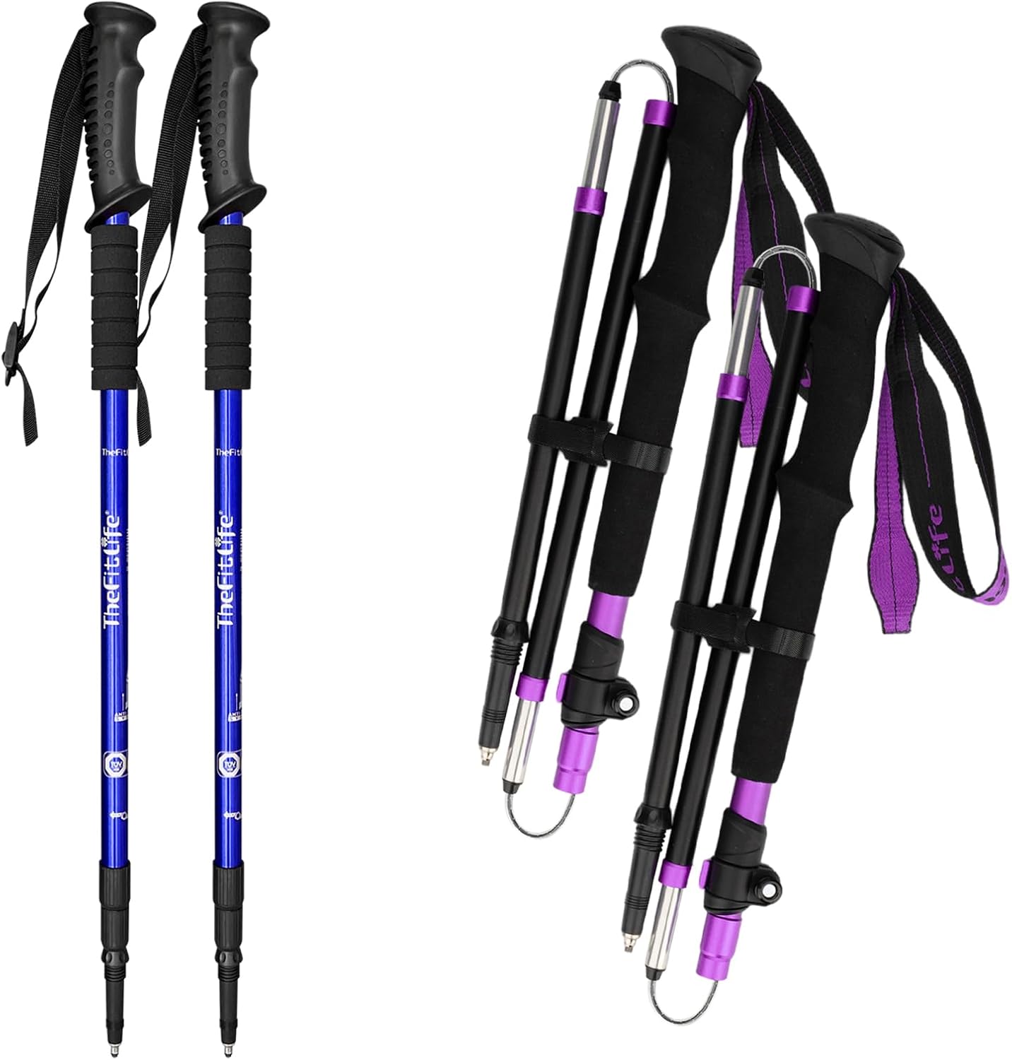 TheFitLife Anti Shock Trekking Poles + Folding Poles Aluminum