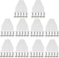 Vista 10 de 10 piezas 2020 placa de unión de soporte de esquina en forma de L, conector de extrusión de aluminio de 5 agujeros con 50 tuercas en T, 50 tornillos