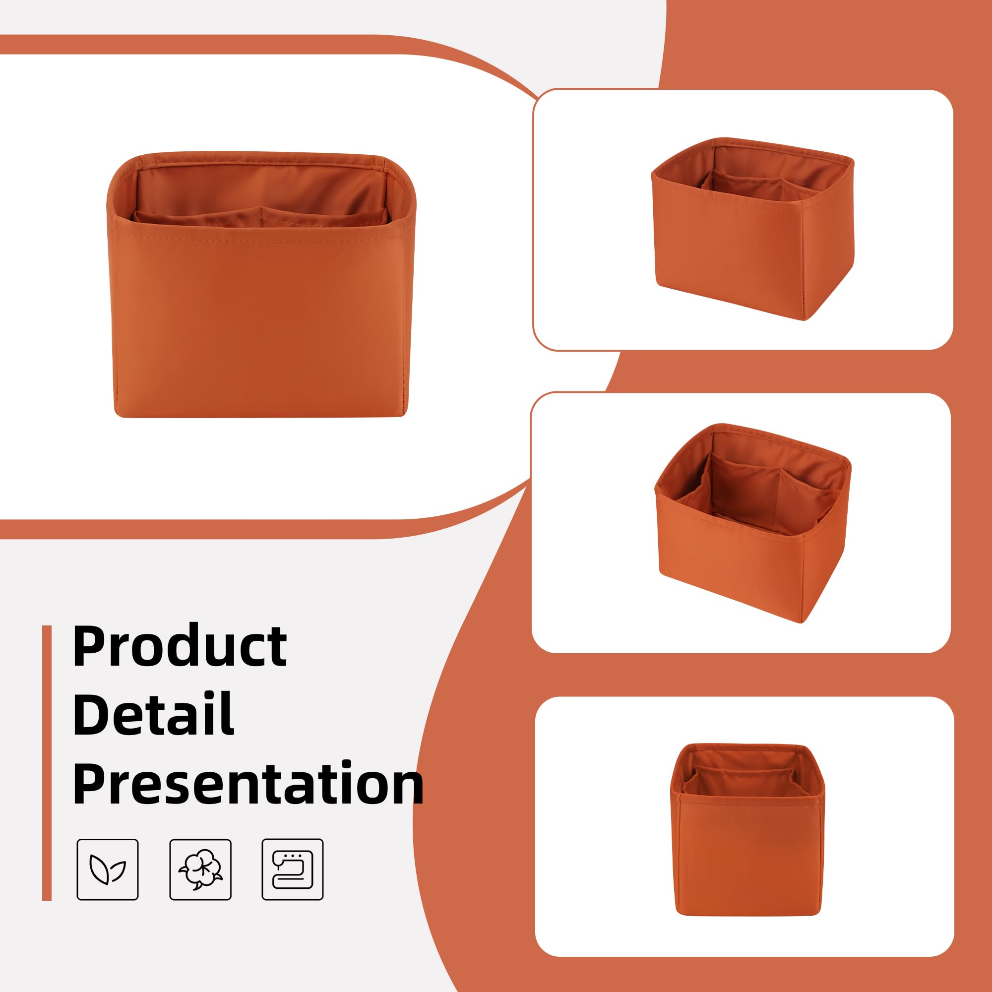 DGAZ Bag Organizer Insert de Seda para Picotin (Feu Orange, PC18) | Bolsillo interior, forro de satén suave, ajuste, protección óptima, ligero