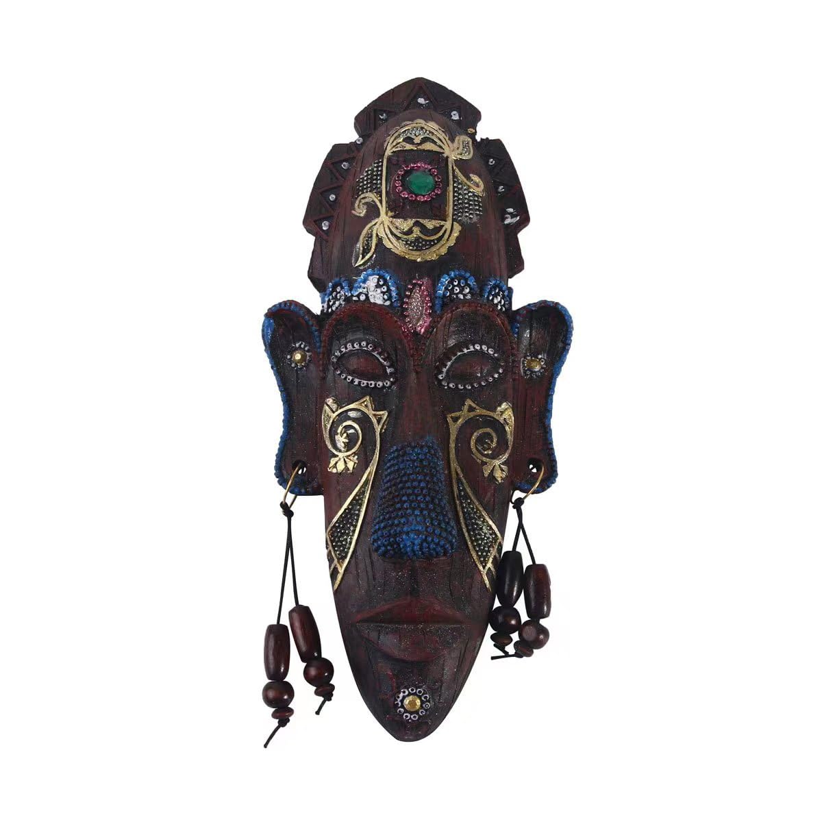 Godarm Earthy Tones Handmade Carved African Mask Wall Decorations, Retro Three-Dimensional African Face Wall Hanging Sculpture, African Tribal Style Living Room Bar Home Decoration Artwork (A)