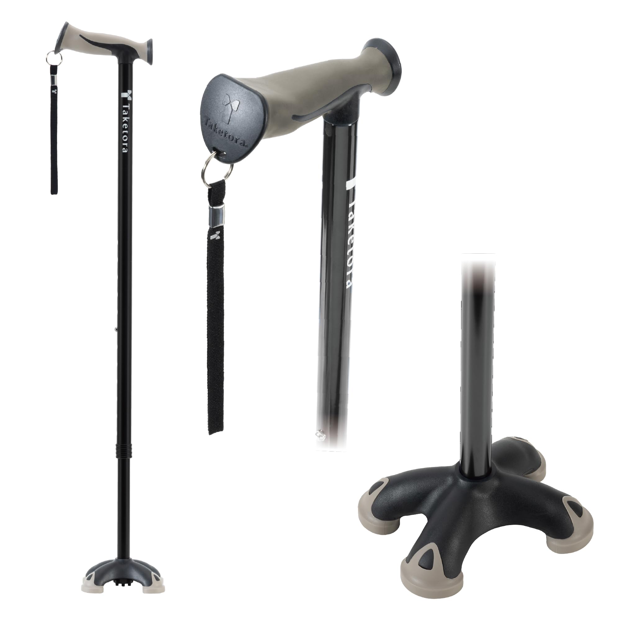 Amazon | 竹虎 バンブーステッキ ワイド 多点杖 ブラック 握りやすい