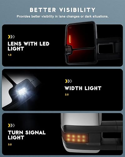 Vista 27 de OCPTY Espejos de remolque para Gmc C2500 1988-2000 para GM 1988-2000 para Chevy para Gmc 1988-2001 para Gmc C/K 1500/2500 Suburban/Yukon 1992-1999