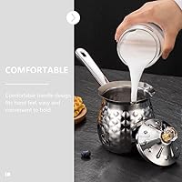 Vista 7 de Luxshiny Cafetera turca árabe martillada de acero inoxidable Cezve Jezve Ibrik Ki Cafetera Estufa Mini Cacerola Calentador de Leche Chocolate