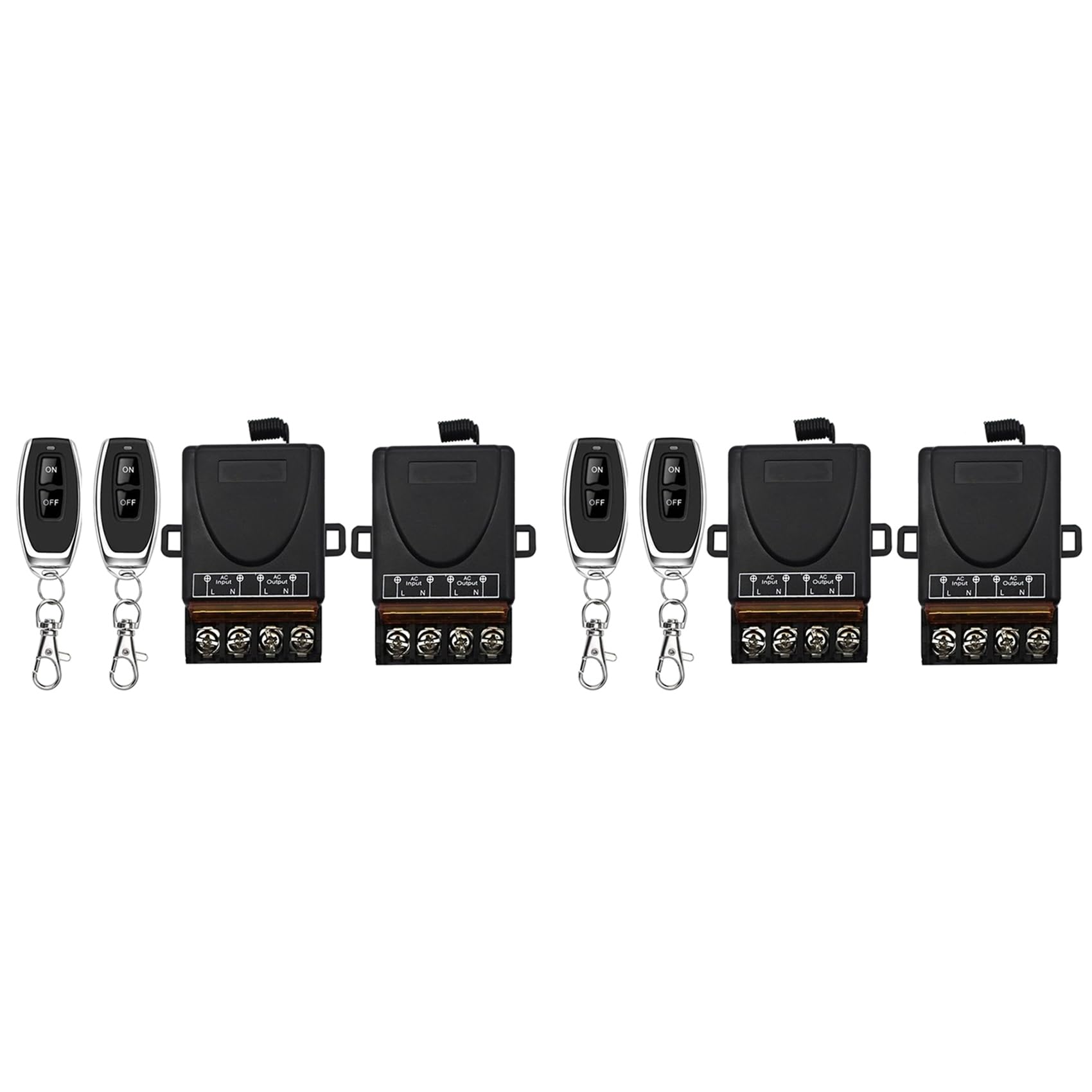 Jnchdghwa Black 4X Ac 220V 30A 433Mhz 1Ch Wireless Remote Control Switch Relay Receiver + On/Off Transmitter