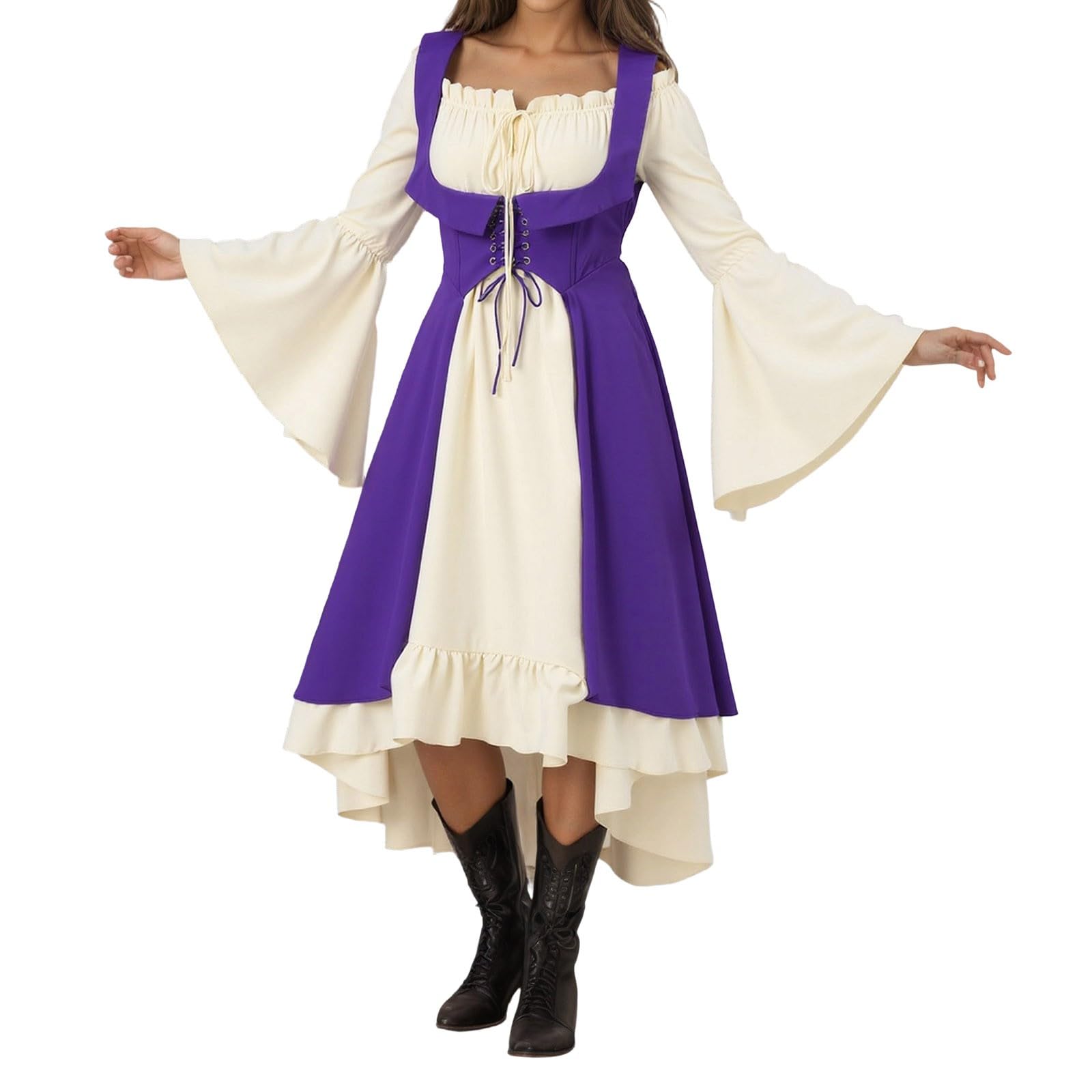 Ropa Medieval Para Mujer,Vestido Medieval Elegante Para Dama Disfraz GóTico Cosplay Atuendo HistóRico Renacentista Traje Festivo Halloween Corte Victoriano Indumentaria GermáNica Tradicional
