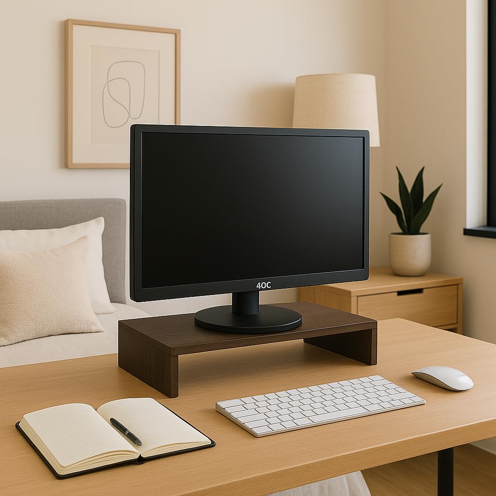 Suporte Para Monitores Elevado Mesa Home Office Setup Gamer Organizador MDF 50cm (Marrom)