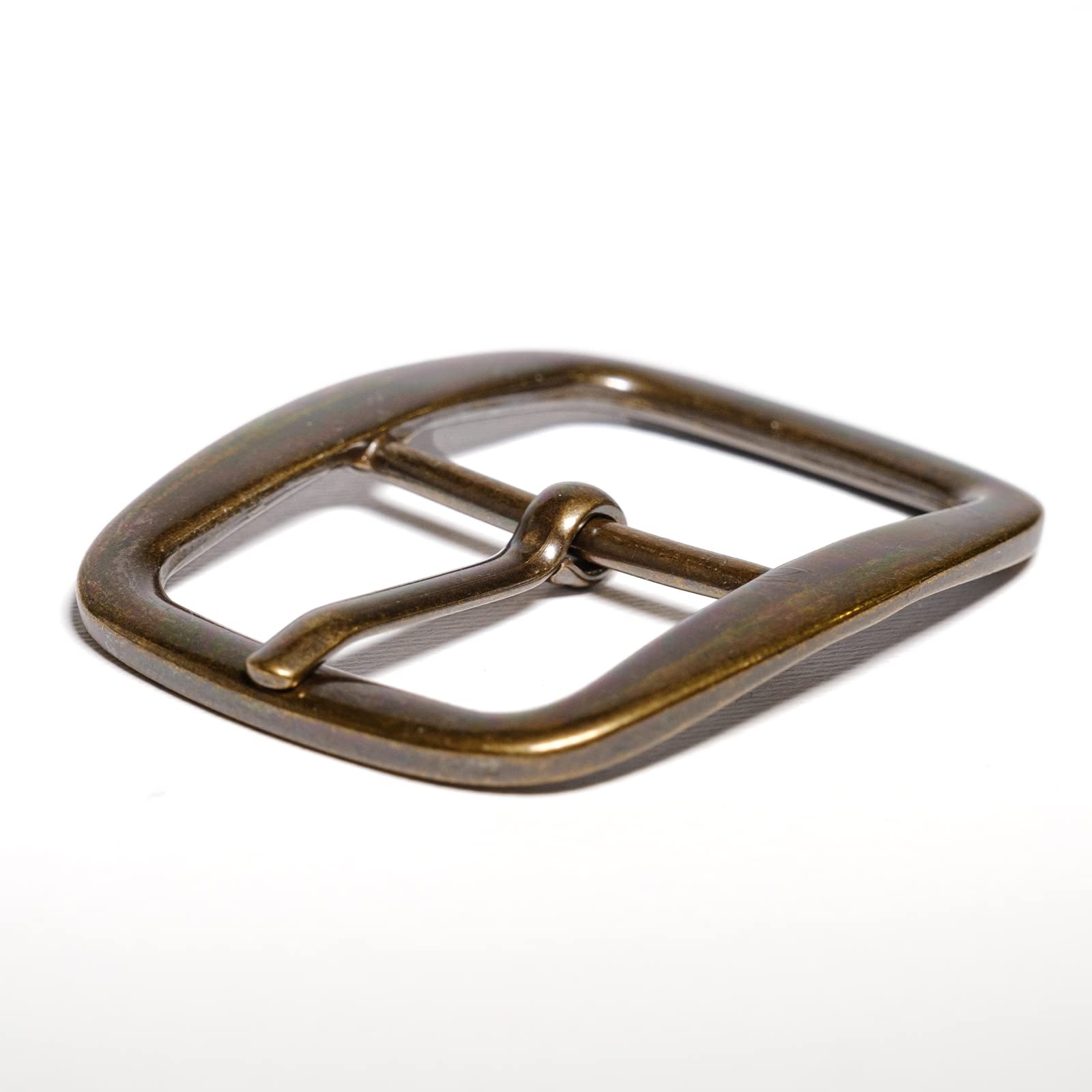 CATTANEO - Hebilla para cinturones de zamak doble DIY, clásica, hebilla de repuesto rectangular de 40 mm, hombre-mujer, fabricada en Italia, color bruñido, galvanizado latón efecto antiguo, unisex