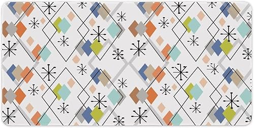 Miniatura 9 de Europen - Alfombrilla de mouse impermeable para juegos de mediados de siglo, fondo abstracto, impresión de diamantes coloridos de mediados de siglo,