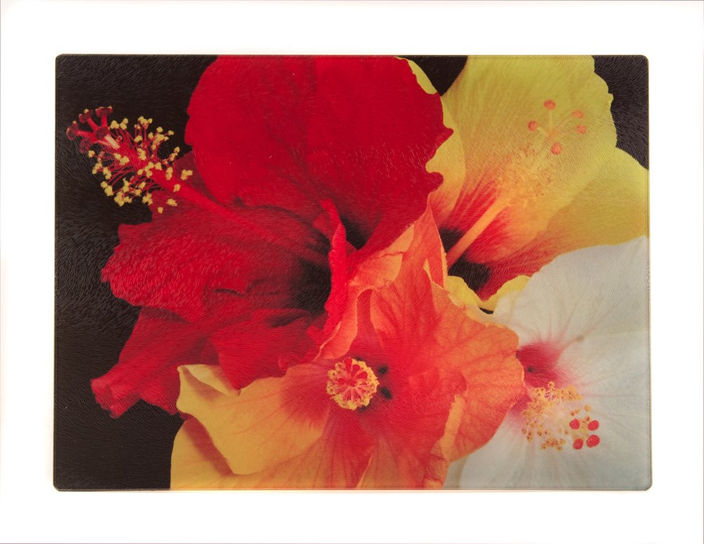 Glass Cutting Board Hibiscus Bunch 11.25" x 7.87"