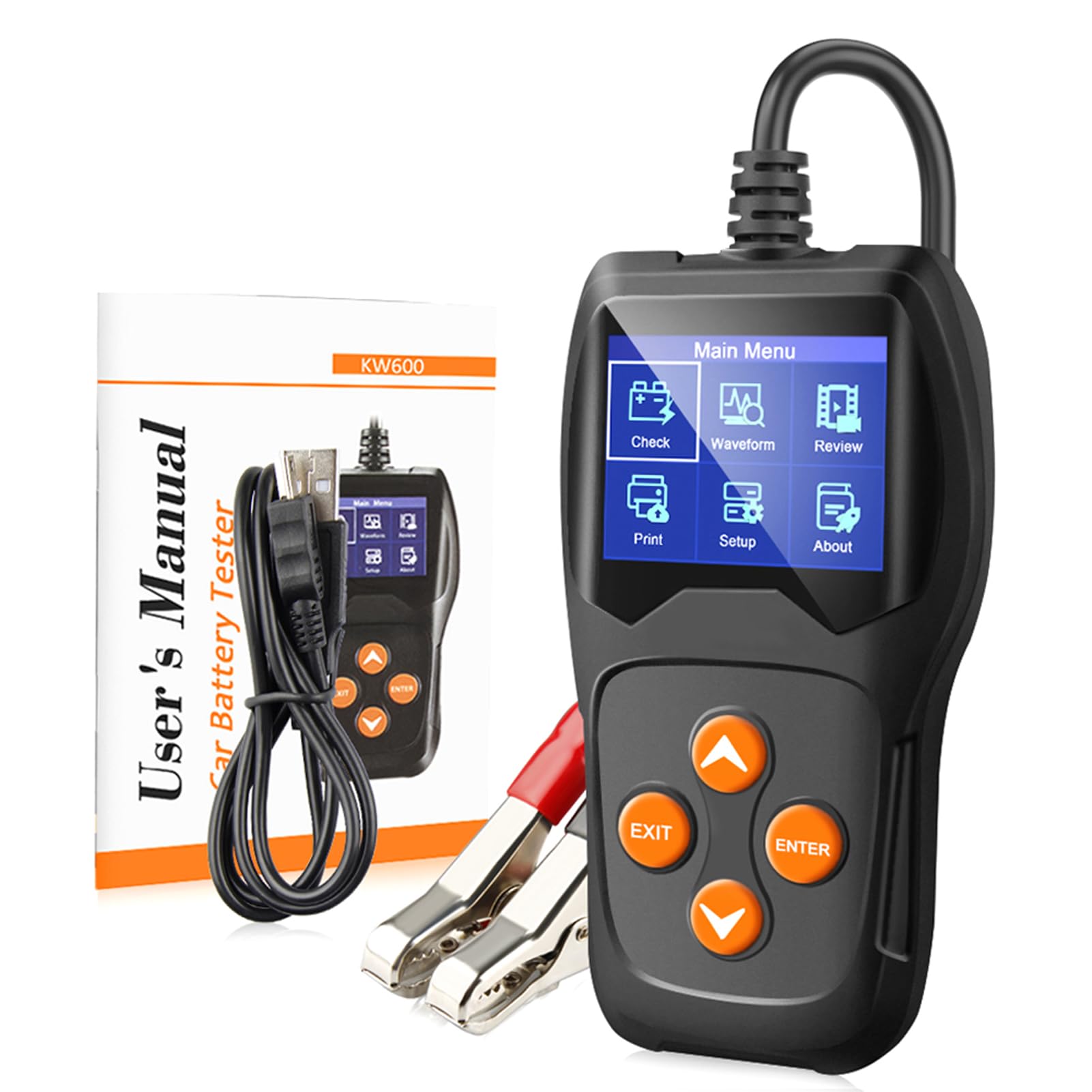 Domary Tester Akumulatora Samochodowego KW600 12V 100-2000 CCA Samochodowy Analizator Obciążenia z Testem Napięcia w Kształcie Fali, dla Wszystkich Samochodów SUV