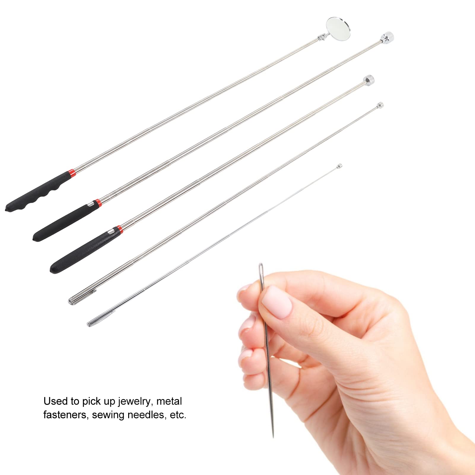 Set Strumenti Magnetici Telescopici - Con Luce LED E Specchio, Per Recupero Oggetti In Spazi Stretti