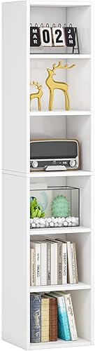 LITTLE TREE Estantería estrecha de 70.9 pulgadas de alto, estantería esquinera de 6 niveles, organizador de almacenamiento para espacios pequeños,