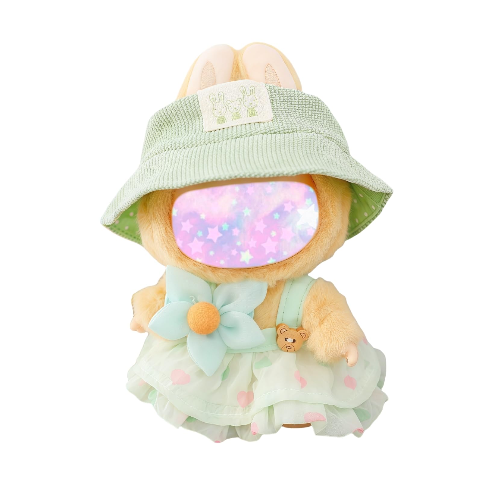 17cm Doll Clothes Set, 3 Pieces Dress Outfit Set for 6.7inch Doll Suit, Fashion Chic Hat & Clothes Accessories for 1st/2nd/3rd Gen Dolls Play & Display Light Green