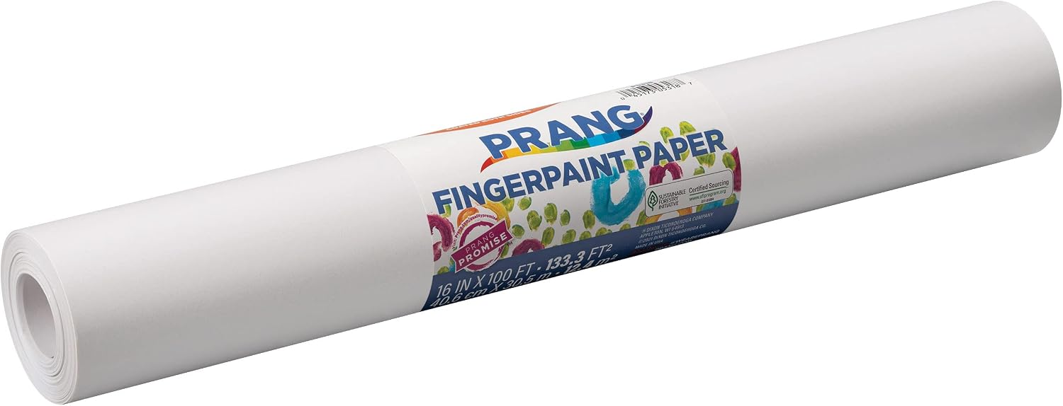 Prang (Formerly Art Street) Fingerpaint Paper Roll, White, 16" x 100', 1 Roll