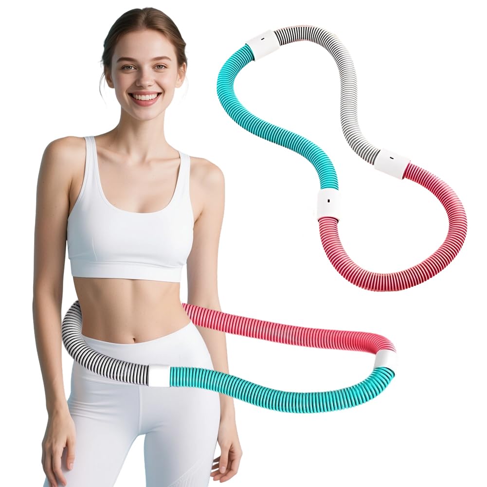 Sports Hula Hoop for Adults, Foldable Spring Hula Hoop with Weight for Weight Loss and Massage Effect, Quiet Soft Fitness Hoop, Waist Fitness Compass for Gym, Home