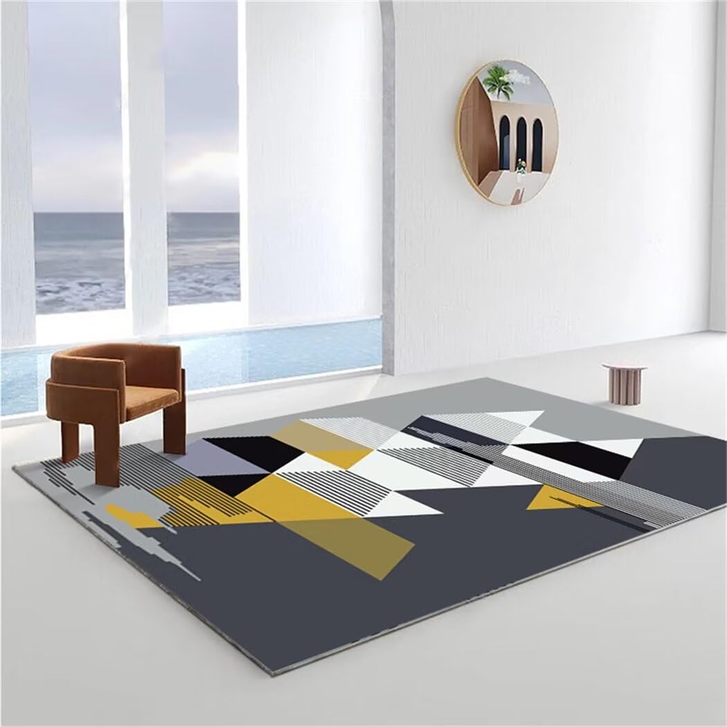 Teppich Kinderzimmer Abstrakte Geometrie balkondekoration schwarz zimmerdeko Teenager mädchen bettumrandung Teppich kinderzimmer Flur dekoration200x250CM