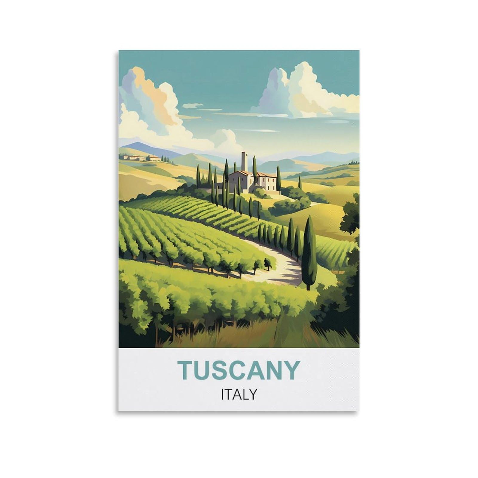CTZIKWW Tuscany Italy Vintage Travel Poster 12x18inch(30x45cm) Canvas Art Prints Picture Wall Art Painting