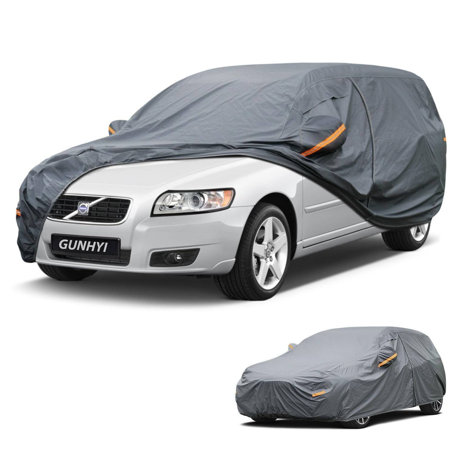 GUNHYI Premium Car Cover Custom Fit Volvo V50, 16 Layers Heavy Duty Car Cover Waterproof All Weather with Zipper Door for Sun Rain Snow Dust Uv Protection