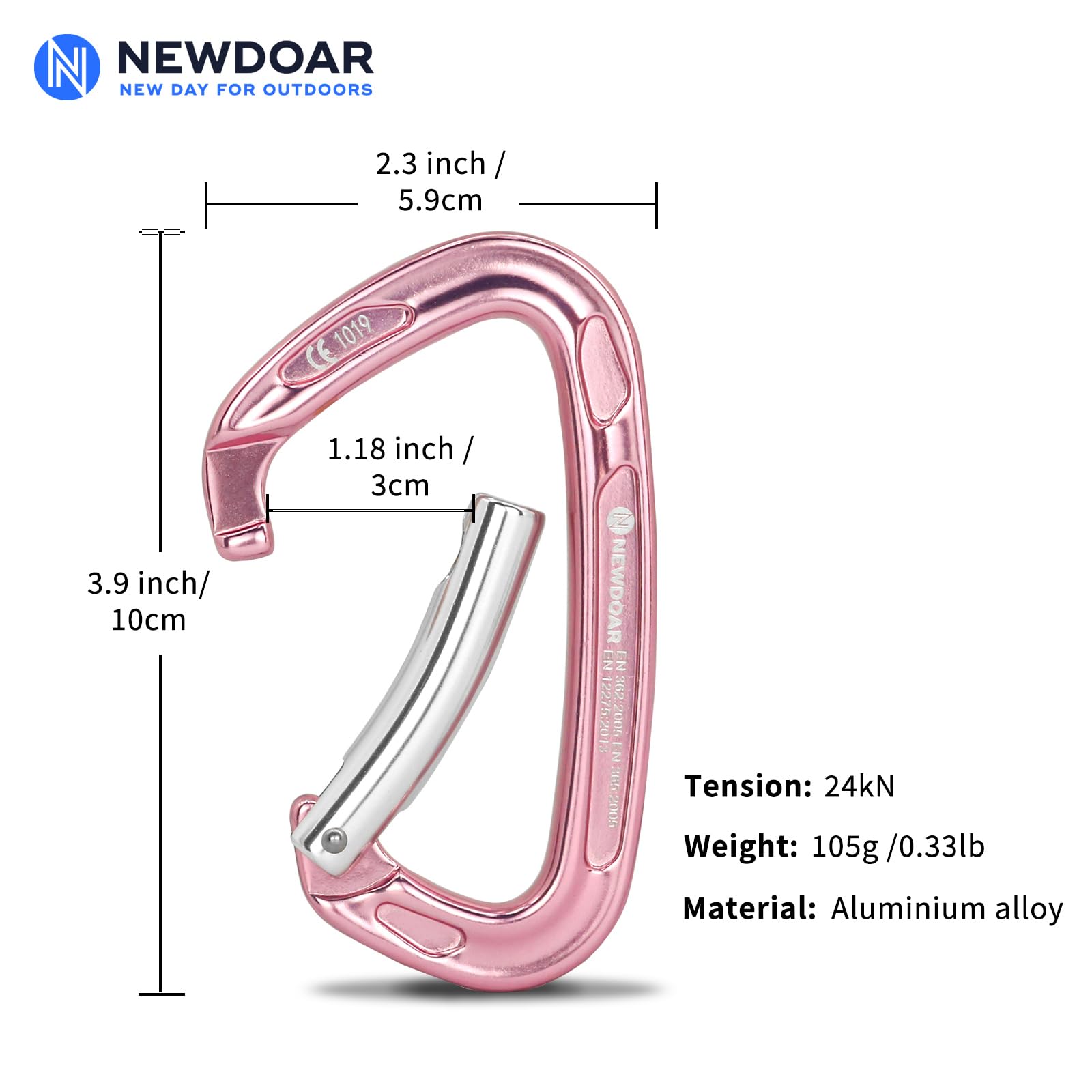 NewDoar Ultralekka aluminiowa brama Quickdraws Straight Bent Gate 2-pak, lekki zestaw Quickdraw do wspinaczki skałkowej z nosem kluczowym do sprzętu wspinaczkowego do profesjonalnego sportu i