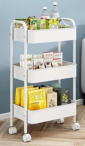 XIUSHE Organizador de almacenamiento de metal de 3 niveles, portátil y resistente, ideal para oficina, cocina, baño, habitación de los niños, aula,