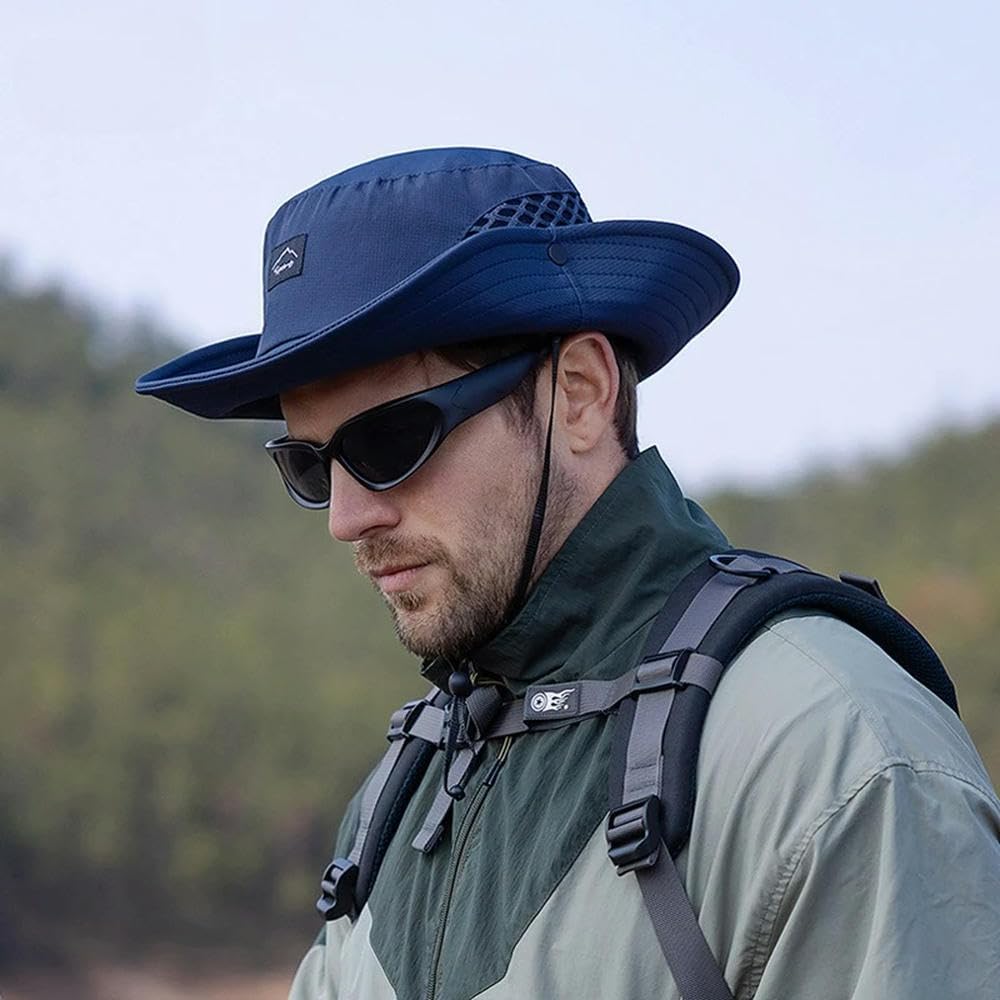DYRBF Cappello da pescatore traspirante da uomo estivo da viaggio per pesca all'aperto berretto da arrampicata da uomo protezione solare UV cappelli da secchio a prova di sole